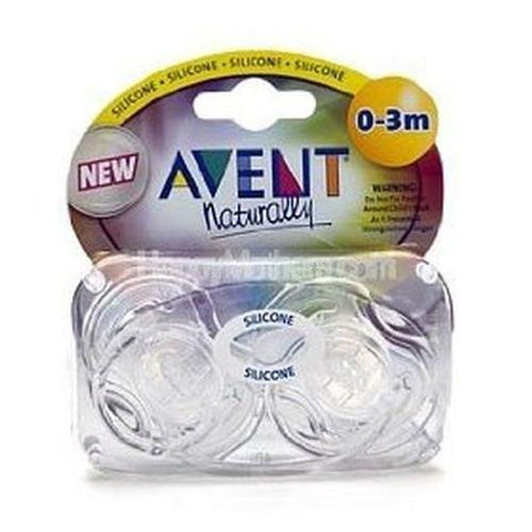 Avent Orthodontic Translucent Silicone Pacifier, Clear, 0-3 months 2 ea