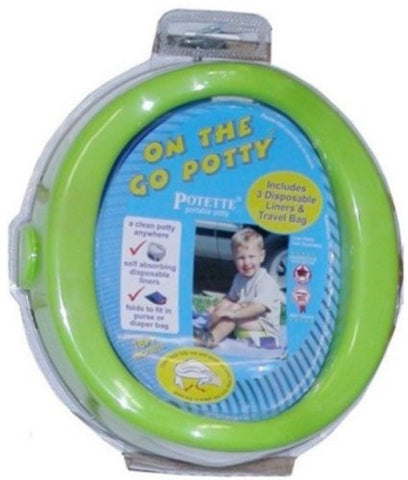 STYLE 1730 - ON THE GO POTTY - Green - Open: 8.25"L x 8.75"W x 4.50"           Flat: 8.25"L x 8.75"W x 1.875"H