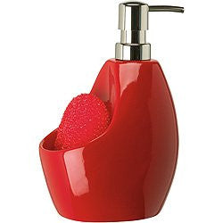 Umbra Joey Ceramic Soap Pump and Scrubby Holder Combo (Color: Red)