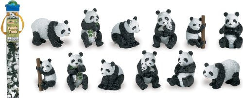 Plastic Miniatures In Toobs - Pandas 12/Pkg