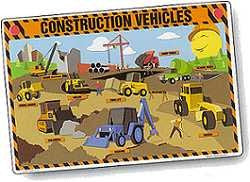 Painless Learning Construction Vehicles Placemat
