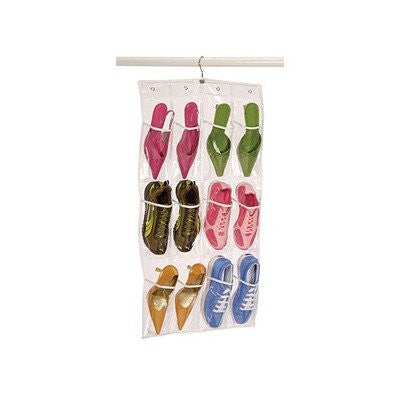 Clear Vinyl 12-pocket Shoe Caddy with Hanger