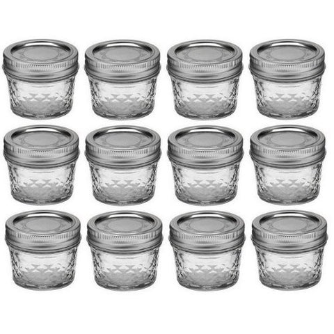 4-oz. Quilted Crystal Jelly Jars, Set of 12
