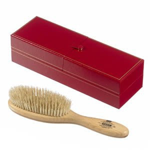 Kent LHS5 Handmade Oval, Satin Wood, White Bristle Hairbrush