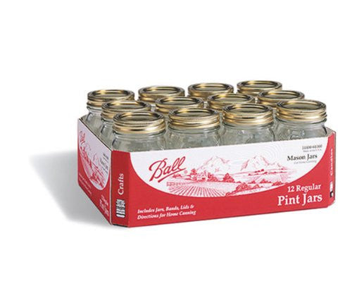Regular Mason Jar w/ Cap, Pint (Case of 12)