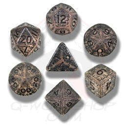 Transparent & Black Elvish Dice (set of 7)