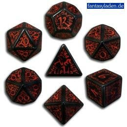 Black & Red Elvish Dice (set of 7)