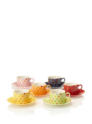 POLKA DOTS CUP & SAUCER 7.0 oz (Set of 6)