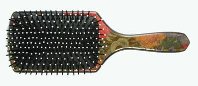 Floral Design Paddle Hair Brush w/ Ball Tipped Pins