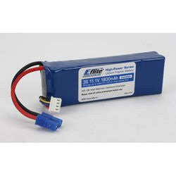 1800mAh 3S 11.1V 20C LiPo, 13AWG EC3