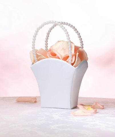 Plain Satin Flower Basket-White