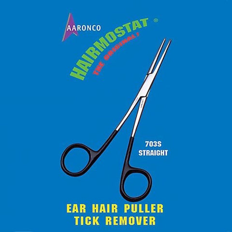 Hairmostat® 5 ½” Straight Ear Hair Puller Black vinyl handles NO LOCKING CLAMP