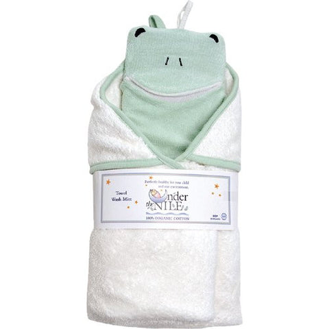 Organic Cotton Hooded Towel & Wash cloth - Frog