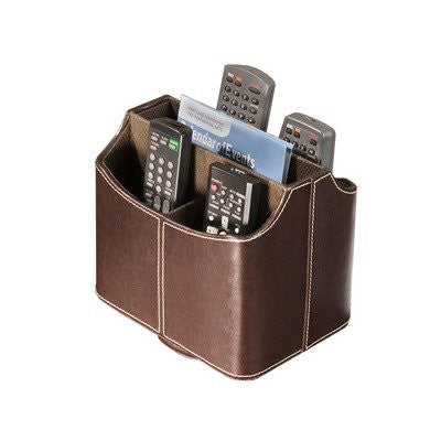 Brown Faux Leather Spinning Remote Control Holder