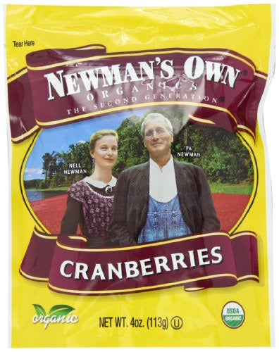 Newman's Own Organics Organic Dried Fruits Cranberries, Dried, Zip Lock Bag At least 95% Organic 4 oz