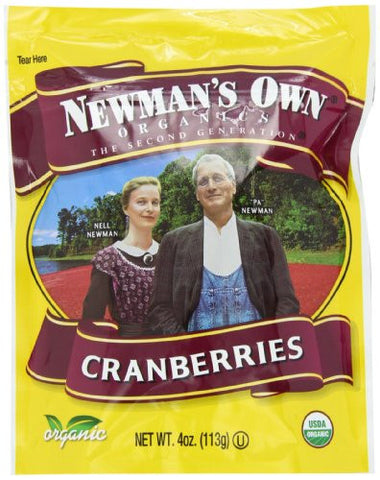 Newman's Own Organics Organic Dried Fruits Cranberries, Dried, Zip Lock Bag At least 95% Organic 4 oz