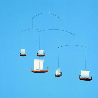 Flensted Mobiles Nursery Mobiles, 5 Viking Ships