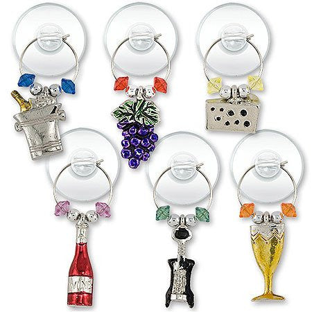 Silver-Plated Wine Party Suction Cup My Glass Charms