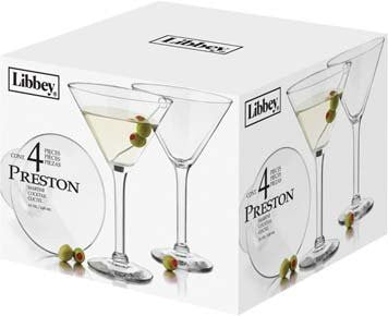 Libbey 10-Ounce Preston Martini Glass, Clear, 4-Piece