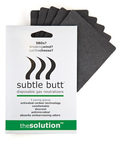 Subtle Butt: disposable gas neutralizers (5 saving graces)