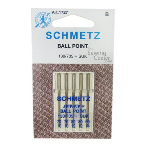 Ball Point Jersey Machine Needles - 2-70, 2-80, 1-90 5/Pkg