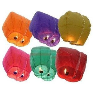 40" Tall Premium SKY LANTERNS - Fully Assembled - Flame Retardant - 100% Biodgradable (Size: Color: Assorted Colors)