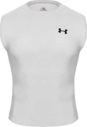 Men's HeatGear® Compression Sleeveless T-Shirt Tops by Under Armour (Color: White/Black Size:)