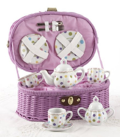 Porcelain Tea Set for 2/ Basket, Gum Drops