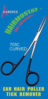 Hairmostat 5 ½” Straight Ear Hair Puller Black vinyl handles NO LOCKING CLAMP