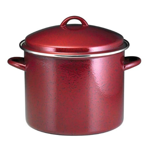 Paula Deen Signature Enamel on Steel 12-Quart Stockpot, Red Speckle