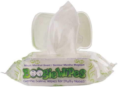 Boogie Wipes Saline Nose Wipes, Magic Menthol, 30-Count (Pack of 6)