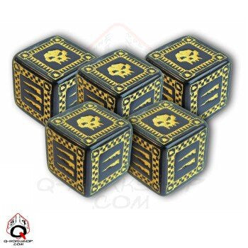 Black & yellow d6' Ork Dice (set of 5)