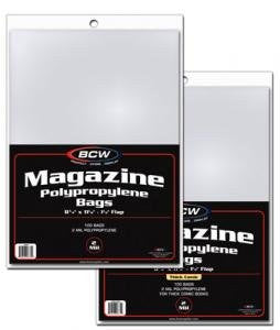 (100) BCW Magazine Bags,8-3/4" x 11-1/8" 1-1/2" Flap