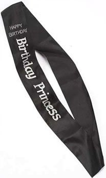 Birthday Princess Non Flashing Sash - Black