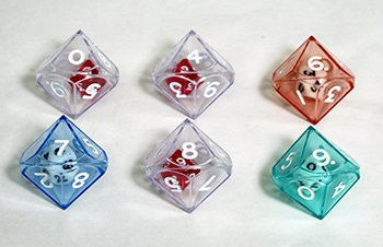 10 SIDED DOUBLE DICE   -6/bag, assorted