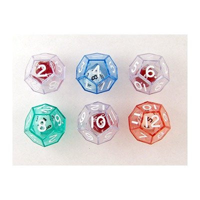 12 SIDED DOUBLE DICE   -6/bag, assorted