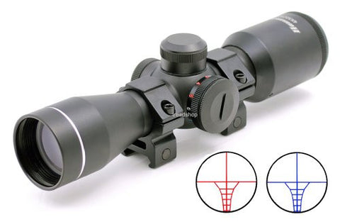Compact crossbow scope 4x32CBT, Green/Red illuminated multi-line reticle