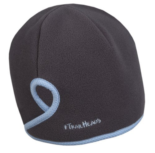 Goodbye Girl Ponytail Hat, charcoal, true blue trim