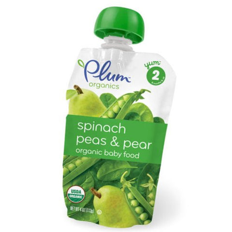Baby Puree, Spinach Peas and Pear, 4.22 Oz