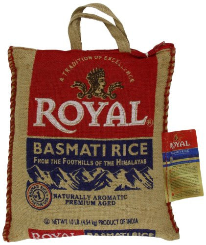 Royal White Basmati Rice burlap bag 10.0 LB