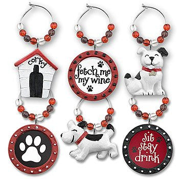 My Wine GlassTM Hand Painted Doggy Charm - Set of 6