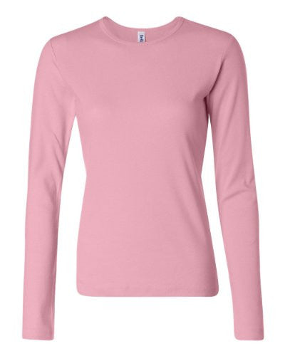 Women's Baby Rib Long Sleeve Crew Neck Tee - 5001 - (Pink - XL)