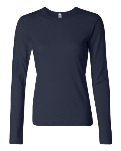 Women's Baby Rib Long Sleeve Crew Neck Tee - 5001 - (Navy - L