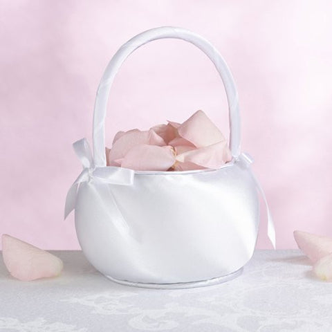 White Satin Flower Basket