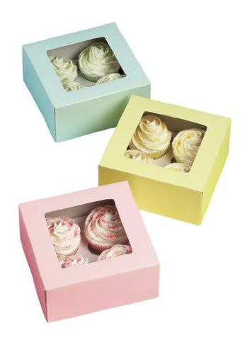 Cupcake Boxes - 4 Cavity Pastel 3/Pkg
