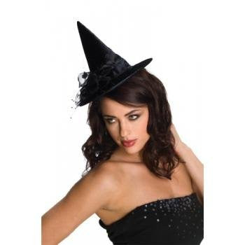 Black Mini Feather Witch Hat