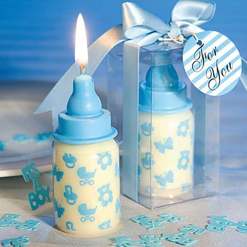 Blue Baby Bottle Candle Favors