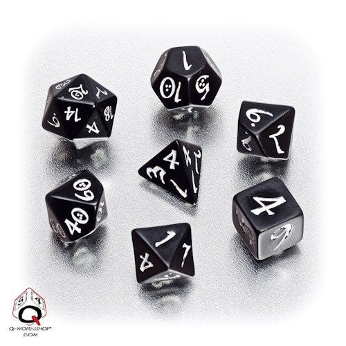 Black & white Classic RPG Dice (set of 7)