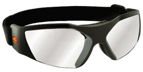 UNIQUE, SLEEK FITTING CLOSE CONTOURED EYE GUARD - Black Frame / Silver Mirror Lens