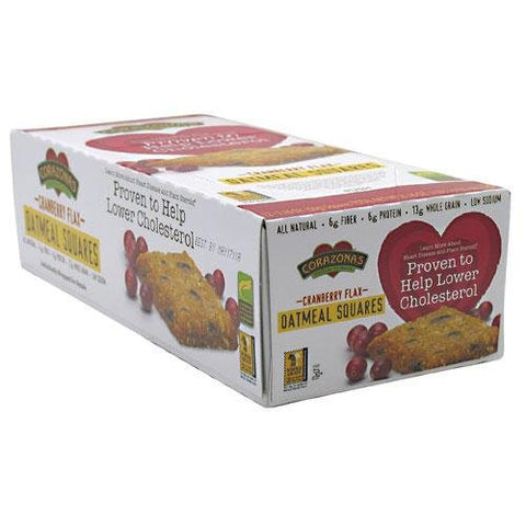 Corazonas Oatmeal Squares, Cranberry Flax, (Pack of 12)